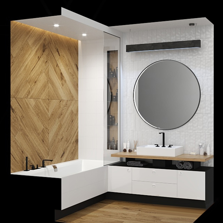 Bathroom Set Wood and Black